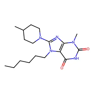 7-Hexyl-3-methyl-8-(4-methylpiperidin-1-yl)purine-2,6-dione structure