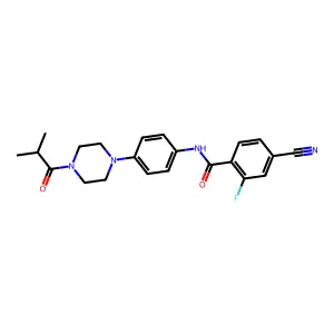 4-cyano-2-fluoro-N-[4-[4-(2-methylpropanoyl)piperazin-1-yl]phenyl]benzamide structure