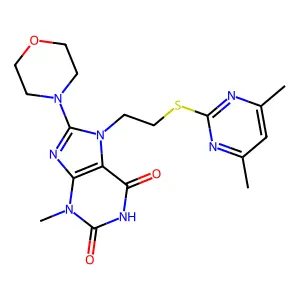 7-{2-[(4,6-dimethylpyrimidin-2-yl)thio]ethyl}-3-methyl-8-morpholin-4-yl-3,7-dihydro-1H-purine-2,6-dione structure