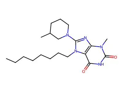 3-Methyl-8-(3-methylpiperidin-1-yl)-7-octylpurine-2,6-dione structure