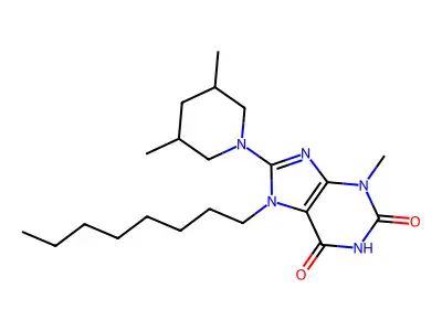 8-(3,5-Dimethylpiperidin-1-yl)-3-methyl-7-octylpurine-2,6-dione structure