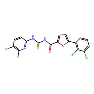 N-[(5-bromo-6-methylpyridin-2-yl)carbamothioyl]-5-(2,3-dichlorophenyl)furan-2-carboxamide structure