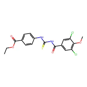 Ethyl 4-({[(3,5-dichloro-4-methoxyphenyl)carbonyl]carbamothioyl}amino)benzoate structure