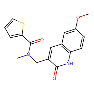 N-[(6-methoxy-2-oxo-1H-quinolin-3-yl)methyl]-N-methylthiophene-2-carboxamide structure