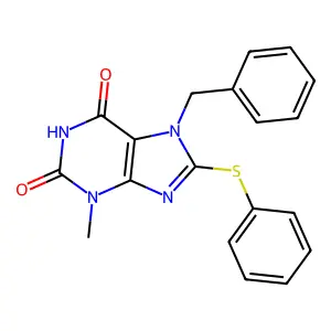7-Benzyl-3-methyl-8-phenylsulfanylpurine-2,6-dione structure