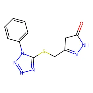 5-{[(1-phenyl-1H-tetrazol-5-yl)sulfanyl]methyl}-4H-pyrazol-3-ol structure