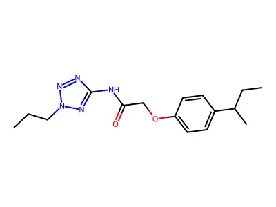 2-(4-sec-butylphenoxy)-N-(2-propyl-2H-tetraazol-5-yl)acetamide structure