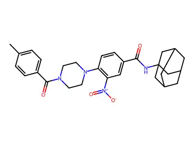N-(1-adamantyl)-4-[4-(4-methylbenzoyl)piperazin-1-yl]-3-nitrobenzamide structure