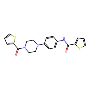 N-[4-[4-(thiophene-2-carbonyl)piperazin-1-yl]phenyl]thiophene-2-carboxamide structure