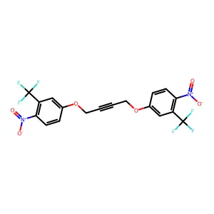 1-nitro-4-[4-[4-nitro-3-(trifluoromethyl)phenoxy]but-2-ynoxy]-2-(trifluoromethyl)benzene structure