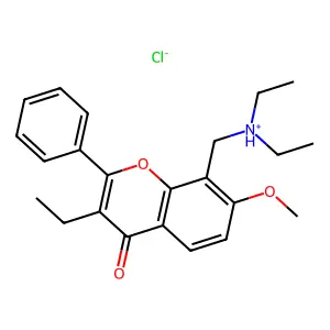 Flavone, 8-(diethylaminomethyl)-3-ethyl-7-methoxy-, hydrochloride structure
