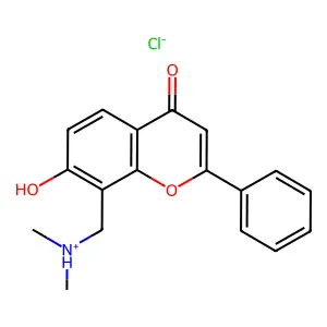 Flavone, 8-(dimethylamino)methyl-7-hydroxy-, hydrochloride structure