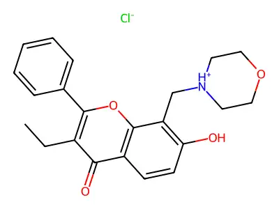 Flavone, 3-ethyl-7-hydroxy-8-(morpholinomethyl)-, hydrochloride structure