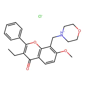 Flavone, 3-ethyl-7-methoxy-8-(morpholinomethyl)-, hydrochloride structure