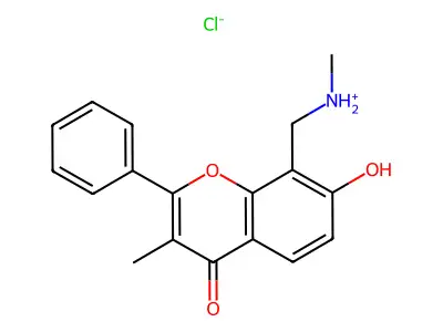 Flavone, 7-hydroxy-3-methyl-8-(methylamino)methyl-, hydrochloride structure