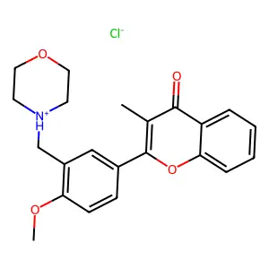 Flavone, 4'-methoxy-3-methyl-3'-(morpholinomethyl)-, hydrochloride structure