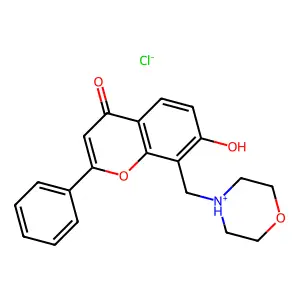 Flavone, 7-hydroxy-8-morpholinomethyl-, hydrochloride structure