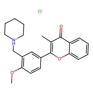 Flavone, 4'-methoxy-3-methyl-3'-(piperidinomethyl)-, hydrochloride structure
