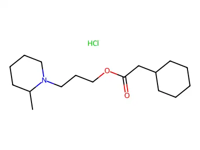 Cyclohexaneacetic acid, 3-(2-methylpiperidino)propyl ester, hydrochloride structure