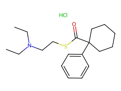 Cyclohexanecarbothioic acid, 1-phenyl-, S-(2-(diethylamino)ethyl) ester, hydrochloride structure