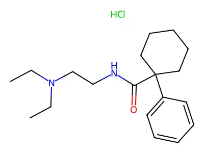 Cyclohexanecarboxamide, N-(2-(diethylamino)ethyl)-1-phenyl-, hydrochloride structure