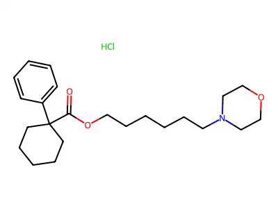 Cyclohexanecarboxylic acid, 1-phenyl-, (6-morpholinohexyl) ester, hydrochloride structure