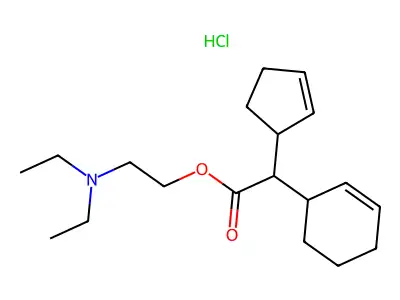 2-Cyclohexene-1-acetic acid, alpha-(cyclopent-2-en-1-yl)-, 2-(diethylamino)ethyl ester, hydrochloride structure