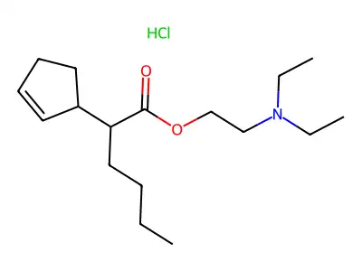 2-(Diethylamino)ethyl 2-(cyclopent-2-en-1-yl)hexanoate--hydrogen chloride (1/1) structure