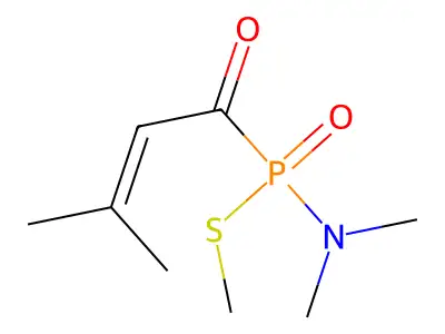 S-Methyl N,N-dimethyl-P-(3-methylbut-2-enoyl)phosphonamidothioate structure