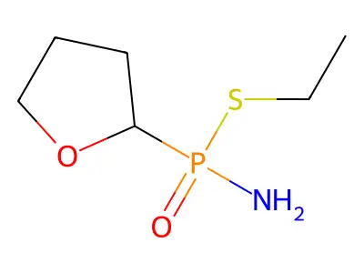 Phosphonamidothioic acid, p-methyl-N-(tetrahydro-2-furanyl)-, S-methyl ester structure