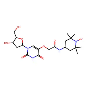 1-Piperidinyloxy, 4-((((1-(2-deoxy-beta-D-erythro-pentofuranosyl)-1,2,3,4-tetrahydro-2,4-dioxo-5-pyrimidinyl)oxy)acetyl)amino)-2,2,6,6-tetramethyl- structure
