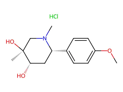 3,4-Piperidinediol, 1,3-dimethyl-6-(4-methoxyphenyl)-, hydrochloride, (3-alpha,4-beta,6-beta)- structure