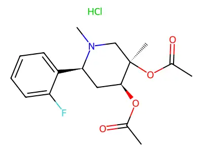 3,4-Piperidinediol, 1,3-dimethyl-6-(2-fluorophenyl)-, diacetate (ester), hydrochloride, (3-alpha,4-beta,6-beta)- structure