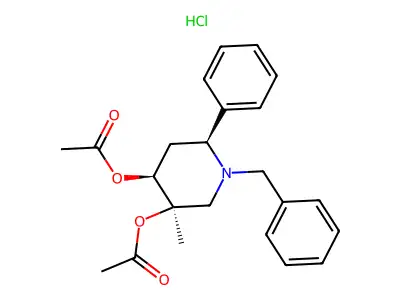 3,4-Piperidinediol, 3-methyl-6-phenyl-1-(phenylmethyl)-, diacetate (ester), hydrochloride, (3-alpha,4-beta,6-beta)- structure