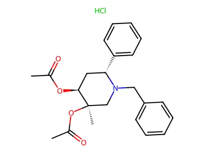 3,4-Piperidinediol, 3-methyl-6-phenyl-1-(phenylmethyl)-, diacetate (ester), hydrochloride, (3-alpha,4-beta,6-alpha)- structure