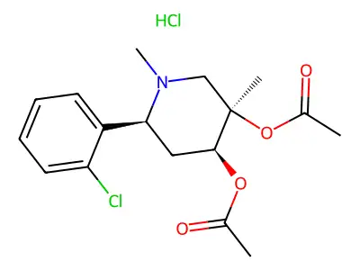 3,4-Piperidinediol, 6-(2-chlorophenyl)-1,3-dimethyl-, diacetate (ester), hydrochloride, (3-alpha,4-beta,6-beta)- structure