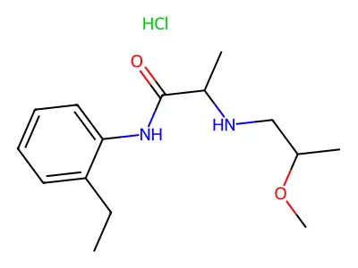 Propionanilide, 2'-ethyl-2-(2-methoxypropylamino)-, hydrochloride structure