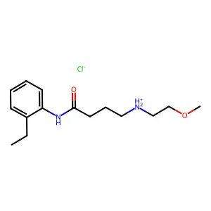 Butyranilide, 2'-ethyl-4-(2-methoxyethyl)amino-, hydrochloride structure