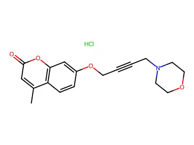 2H-1-Benzopyran-2-one, 4-methyl-7-((4-(4-morpholinyl)-2-butynyl)oxy)-, hydrochloride structure