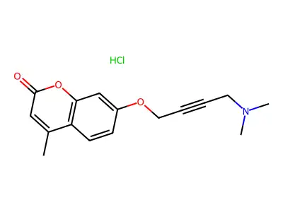 2H-1-Benzopyran-2-one, 7-((4-(dimethylamino)-2-butynyl)oxy)-4-methyl-, hydrochloride structure