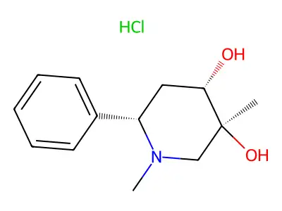 1,3-Dimethyl-6-beta-phenyl-3,4-piperidinediol hydrochloride structure