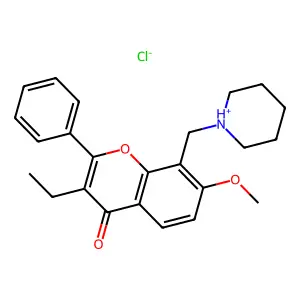 Flavone, 3-ethyl-7-methoxy-8-(piperidinomethyl)-, hydrochloride structure