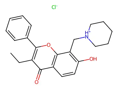 Flavone, 3-ethyl-7-hydroxy-8-(piperidinomethyl)-, hydrochloride structure