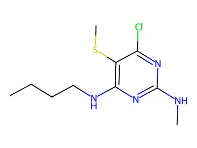 N~4~-butyl-6-chloro-N~2~-methyl-5-(methylsulfanyl)-2,4-pyrimidinediamine structure