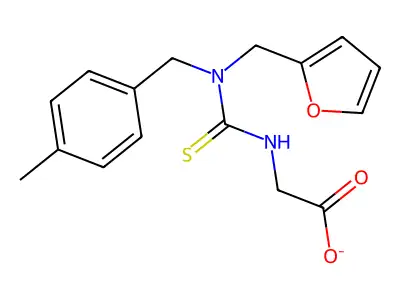 ({[(Furan-2-yl)methyl][(4-methylphenyl)methyl]carbamothioyl}amino)acetate structure