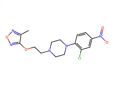 1-(2-chloro-4-nitrophenyl)-4-{2-[(4-methyl-1,2,5-oxadiazol-3-yl)oxy]ethyl}piperazine structure