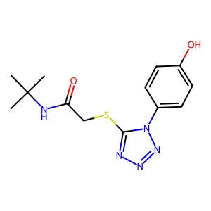 N-tert-butyl-2-[1-(4-hydroxyphenyl)tetrazol-5-yl]sulfanylacetamide structure