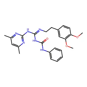 1-({[2-(3,4-dimethoxyphenyl)ethyl]amino}[(4,6-dimethylpyrimidin-2-yl)amino]methylidene)-3-phenylurea structure