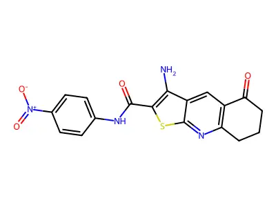 3-amino-N-(4-nitrophenyl)-5-oxo-5,6,7,8-tetrahydrothieno[2,3-b]quinoline-2-carboxamide structure