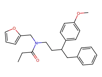 N-(furan-2-ylmethyl)-N-[3-(4-methoxyphenyl)-4-phenylbutyl]propanamide structure